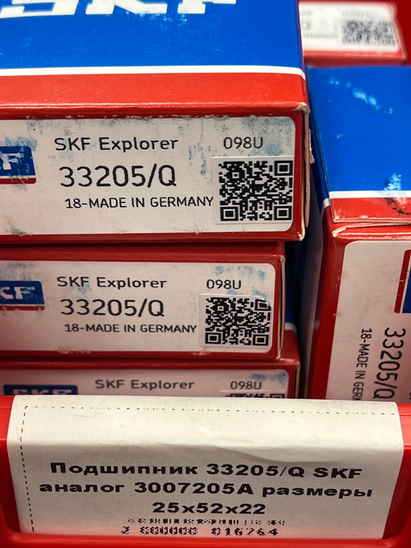 Подшипник 33205/Q SKF аналог 3007205А размеры 25*52*22