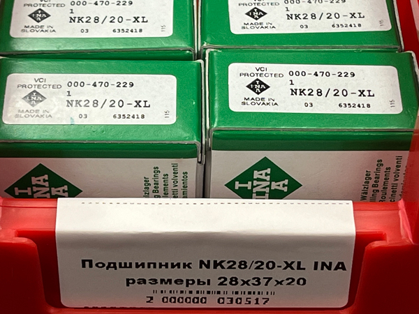Подшипник NK28/20-XL INA размеры 28*37*20